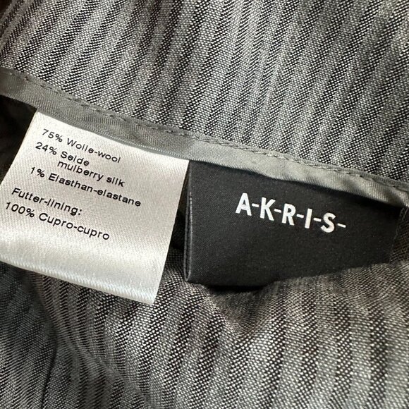 AKRIS Womens Suit Wool Silk Gray Blazer Pants 14 Career Comfort 2 Button Pull On - Picture 6 of 11